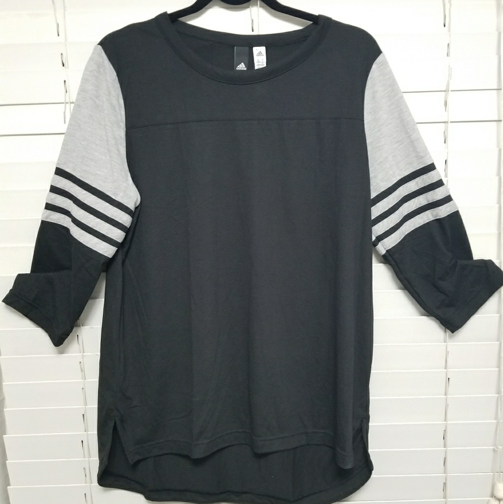 Black & Grey Adidas Women's Tee-shirt, 3/4 sleeves